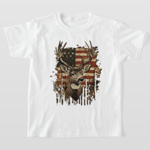 Hert, Bok Seizoen USA Vlag T-shirt