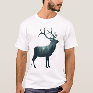 Hert Bos Silhouet Natuur Design T-shirt
