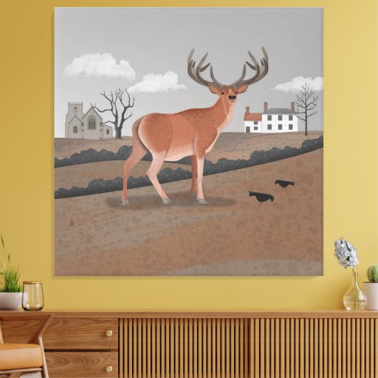 Hert Canvas Afdruk (Insitu (Woonkamer))