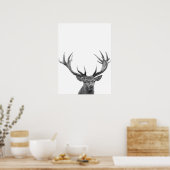 Hert Damhert Zwart Wit Fotoposter Poster (Keuken)