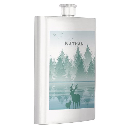 hert dennen groene bos landschap gepersonaliseerd flacon (Rechts)