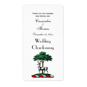 Hert door Boom Heraldisch Wapenschild Embleem Etiket