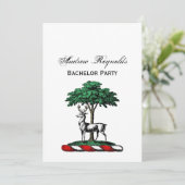 Hert door Boom Heraldisch Wapenschild Embleem Kaart (Staand voorkant)