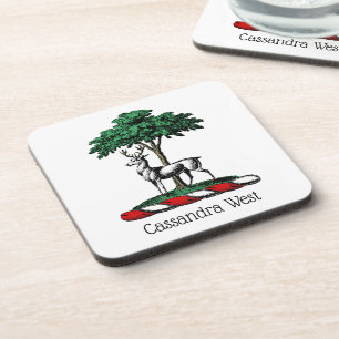 Hert door Boom Heraldisch Wapenschild Embleem Onderzetter