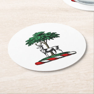 Hert door Boom Heraldisch Wapenschild Embleem Ronde Kartonnen Onderzetter