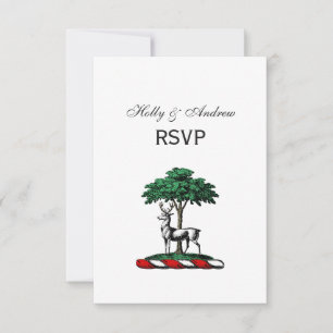 Hert door Boom Heraldisch Wapenschild Embleem RSVP Kaartje