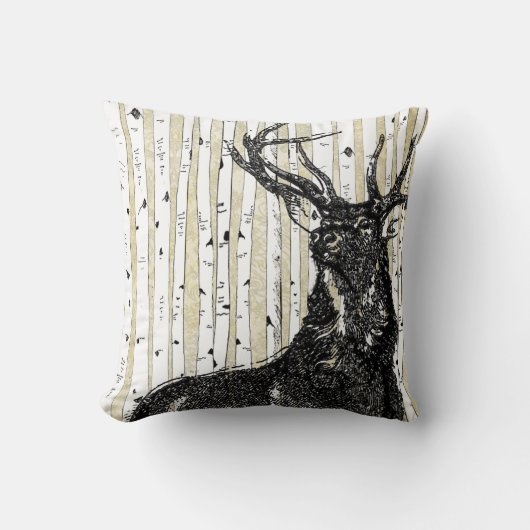 hert en damast berk boom kussen (Voorkant)