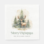 Hert en kerstbomen Prettig kerstfeest naam Servet (Voorkant)