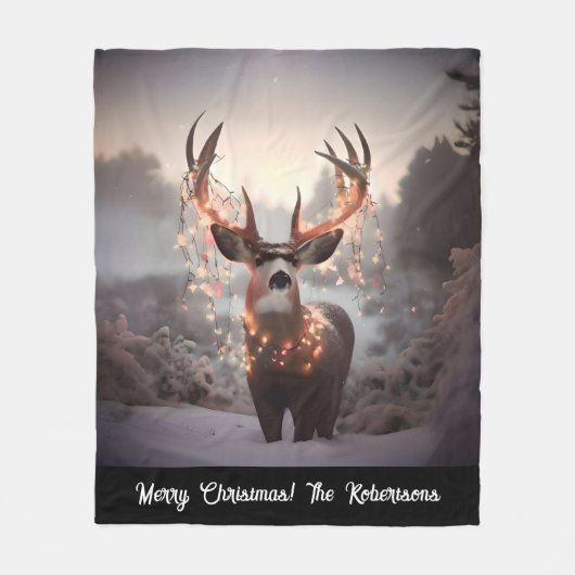 Hert en kerstlichtjes fleece deken (Voorkant)