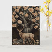 Hert en Magnolia Boom Wenskaart Kaart (Gele Bloem)