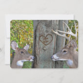 Hert en ree bij boom met gegraveerd hart jubileum kaart (Voorkant)