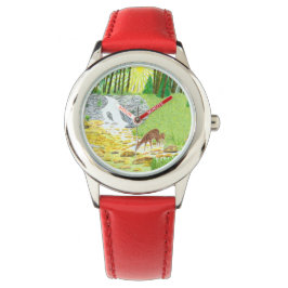Hert en Reegeit RVS Rode Kinderhorloge Horloge