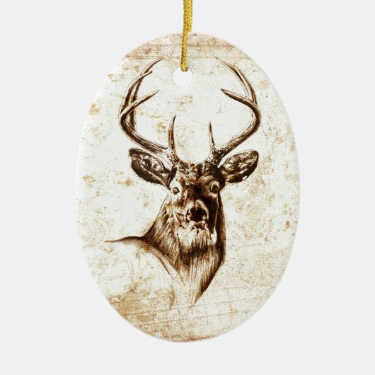  hert fineart F078 Keramisch Ornament (Voorkant)