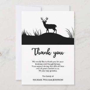 Hert Gedenk Funeral Home Zwart en Wit Minimalistis Bedankkaart