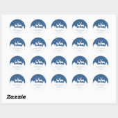 Hert Herten & Doe Blauw Wit Kerstfeest Ronde Sticker (Vel)