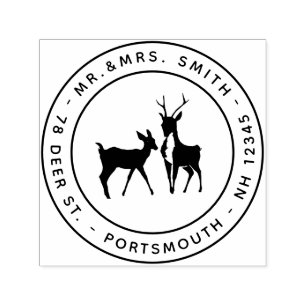 Hert herten en ree Mr. & Mrs. Rond retouradres  Zelfinktende Stempel