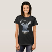 hert hoofd gewei bos silhouet t-shirt (Voorkant volledig)