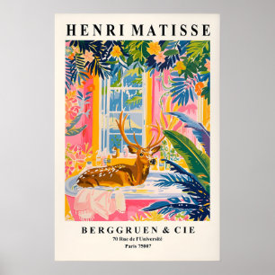 Hert in badkuip grappige poster, Matisse print