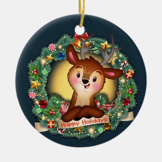 hert in de baard keramisch ornament (Voorkant)