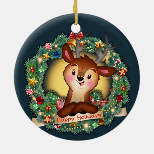 hert in de baard keramisch ornament (Achterkant)