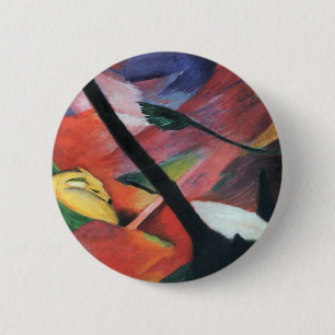 Hert in het bos II door Franz Marc; Reh im Walde Ronde Button 5,7 Cm
