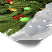 Hert in het bos met kerstboom kerstposter poster (Hoek)