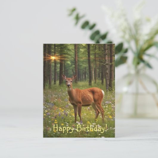 Hert in Magisch Bos Briefkaart (Staand voorkant)