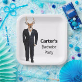 Hert in smoking voor vrijgezellenfeest papieren bordje (Feest)