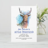 Hert in waterverf uitnodiging (Staand voorkant)