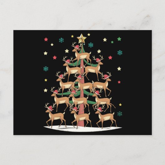 Hert Kerstboom Grappig Vakantie Lief Rendier  Feestdagenkaart (Voorkant)