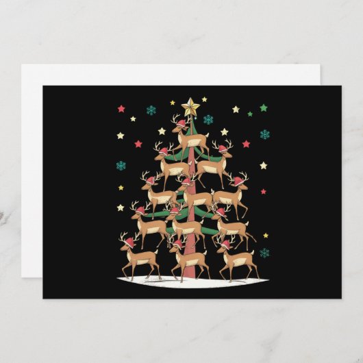 Hert Kerstboom Grappige Vakantie Schattig Rendier  Feestdagenkaart (Voorkant / Achterkant)