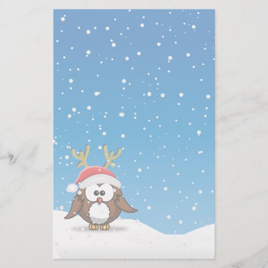 Hert Kerstman Uil Briefpapier (Voorkant)