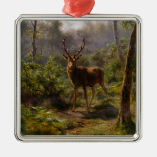 Hert (mannetjes hert) in het bos (door Rosa Bonheu Metalen Ornament