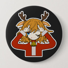 hert meisje met kerstman kleren ronde button 4,0 cm