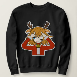 hert meisje met kerstman kleren trui