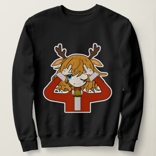 hert meisje met kerstman kleren trui (Design voorkant)