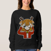 hert meisje met kerstman kleren trui (Voorkant)