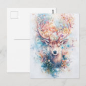 Hert met bloemengewei en wilde bloem briefkaart (Voorkant / Achterkant)
