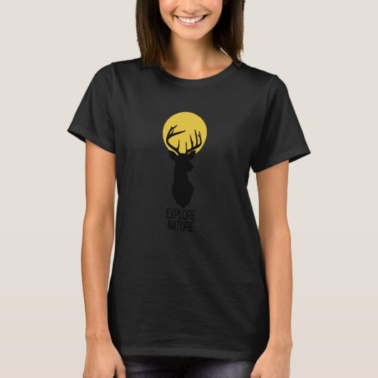 Hert met de tekst Verken de Natuur T-shirt (Voorkant)