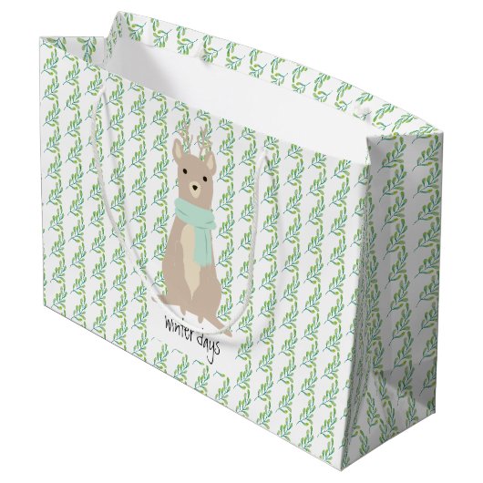 Hert met een groene sjaal groot cadeauzakje (Achterkant Gekanteld)