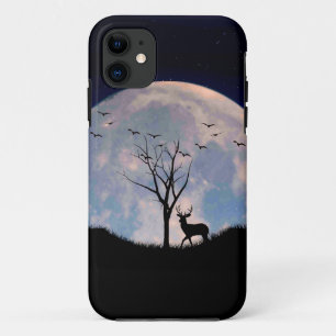 Hert met groot gewei tegen volle maan Case-Mate iPhone case