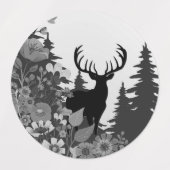 Hert met groot gewei uit het bos  labels (Design 1)