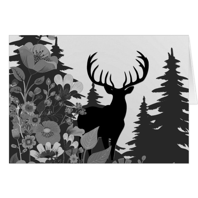 Hert met grote gewei uit het bos  (Voorkant Horizontaal)