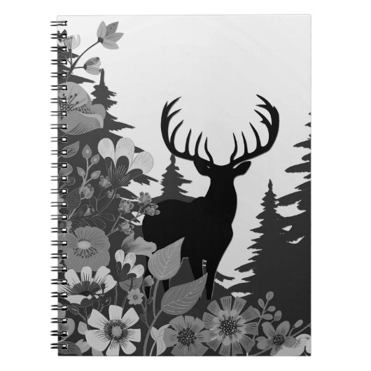 Hert met grote gewei uit het bos  notitieboek (Voorkant)