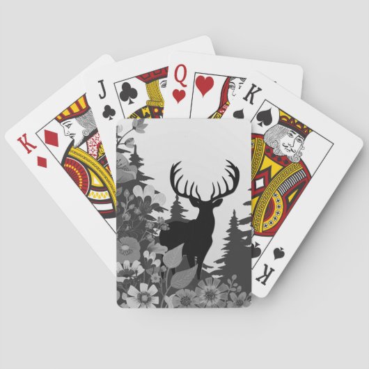 Hert met grote gewei uit het bos pokerkaarten (Achterkant)