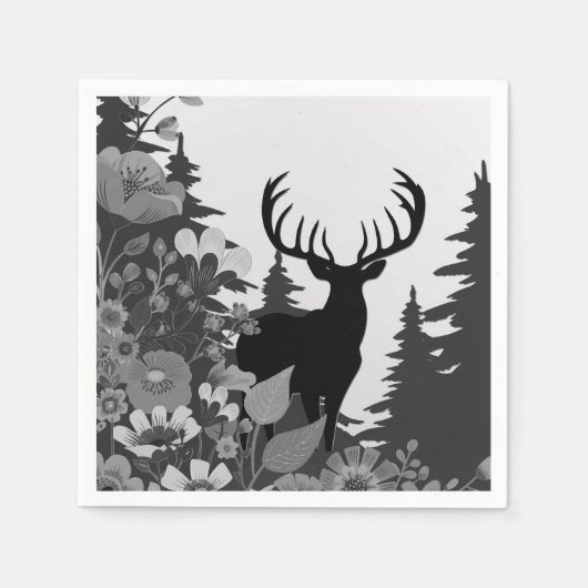 Hert met grote gewei uit het bos  servet (Voorkant)