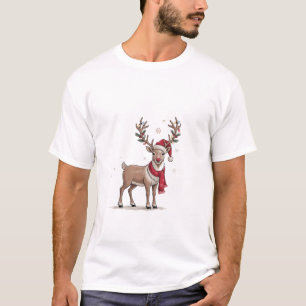 Hert met kerstlichtjes kerstman hoed Kerst hert T-shirt