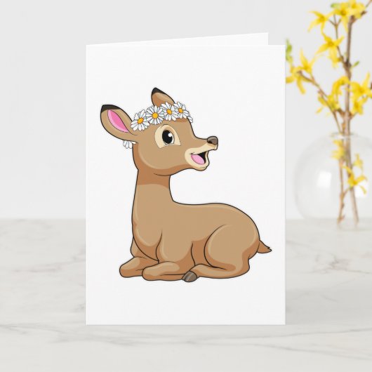 Hert met Madeliefje Kaart (Gele Bloem)