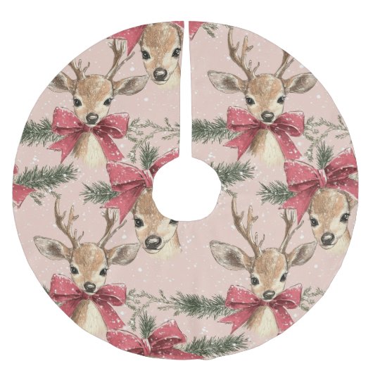 hert met rode strik kerstpatroon kerstboom rok (Voorkant)