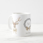 Hert met strik Kerstmis Koffiemok (Voorkant links)